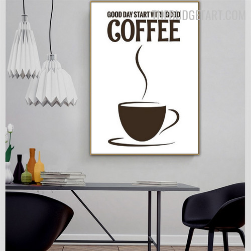 Coffee Cup Abstract Typography Modern Painting image Canvas Print for Room Wall Tracery