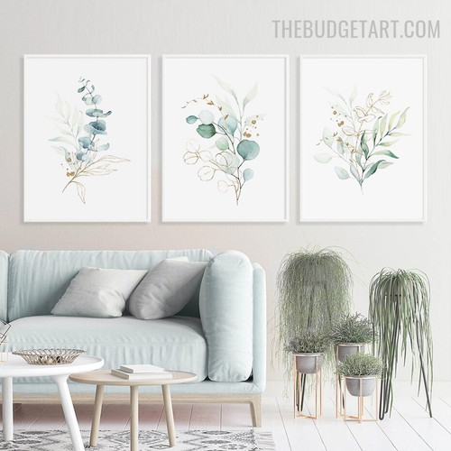Eucalyptus Blades Abstract Botanical Modern Painting Picture Canvas Print for Room Wall Garniture