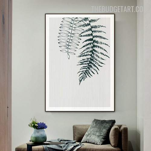 Frond Vane Abstract Botanical Vintage Painting Picture Canvas Print for Room Wall Tracery