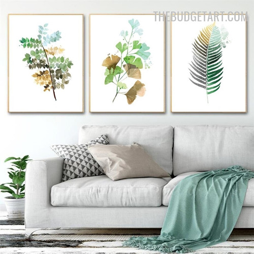 Ginkgo Biloba Leaf Abstract Botanical Modern Painting Picture Canvas Print for Room Wall Moulding