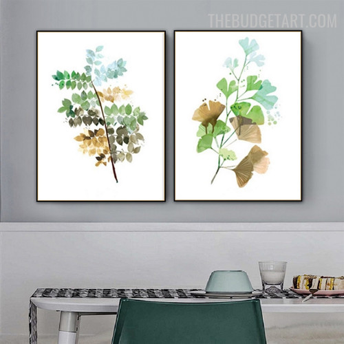 Ginkgo Abstract Botanical Modern Painting Picture Canvas Print for Room Wall Adornment