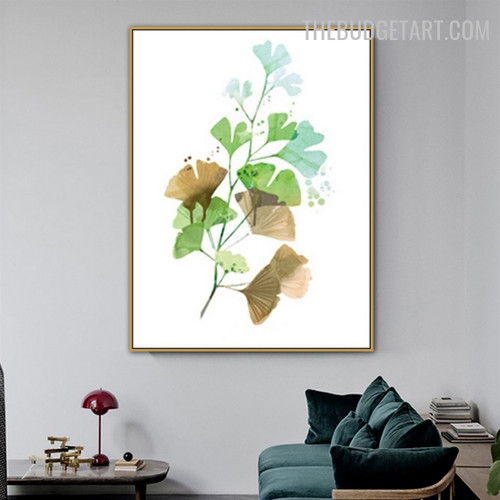 Ginkgo Leaf Abstract Botanical Modern Painting Image Canvas Print for Room Wall Garnish