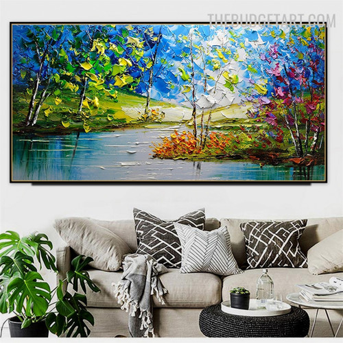 Prosody Abstract Landscape Handmade Knife Canvas Painting for Room Wall Embellishment