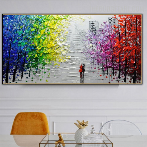 Edifice Abstract Landscape Handmade Texture Canvas Painting for Room Wall Garnish