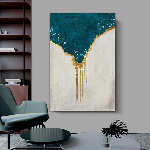 Glaring Line Abstract Blue Beige Modern Art Pic Canvas Print for Room Disposition