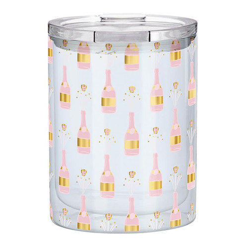 Double-Wall Short Tumbler - Champagne Bottle Pattern