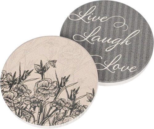 Car Coasters - Live Laugh Love Stencil Flowers Car Coasters - Live Laugh Love Stencil Flowers