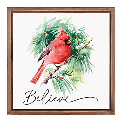 A Cardinal Christmas Collection Framed Art - Believe