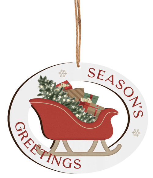 Ornament Sleigh Season's Greetings