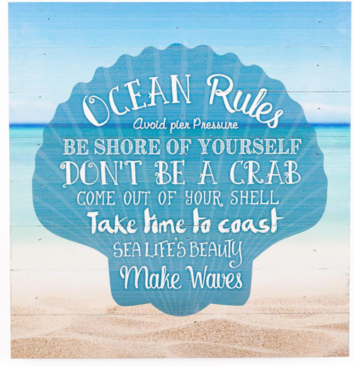 Pallet Sign - Ocean Rules Seashell