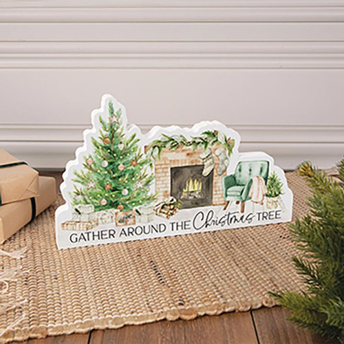 Small Christmas Shape Sign - Gather Around
