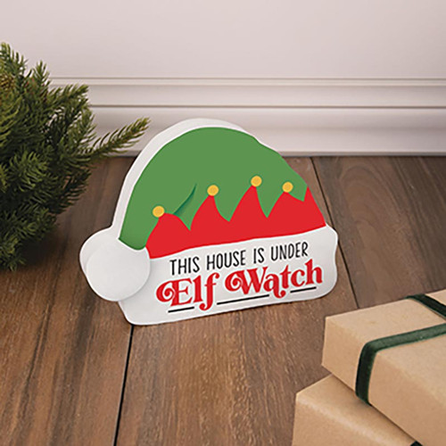 Small Christmas Shape Sign - This House Hat