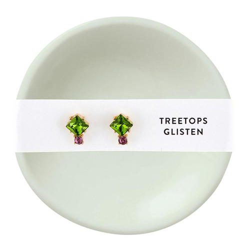 Holiday Stud Earrings & Trinket Tray Sets - Tree Tops Glisten