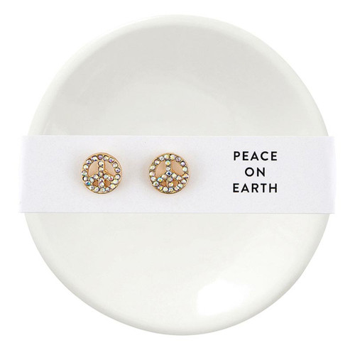 Holiday Stud Earrings & Trinket Tray Sets - Peace on Earth Holiday Stud Earrings & Trinket Tray Sets - Peace on Earth