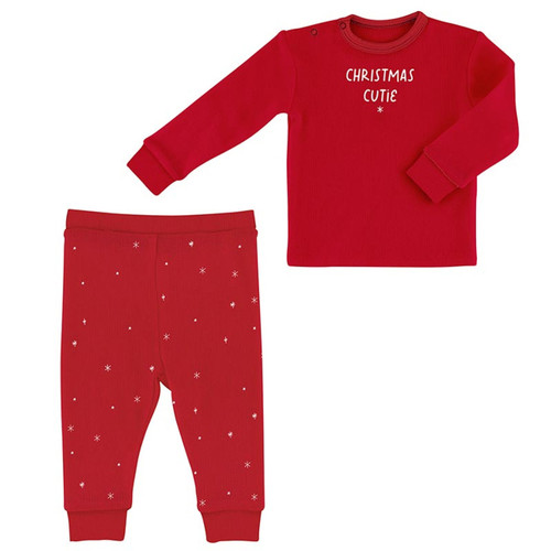 Waffle Knit Two-Piece Pajama Set - Christmas Cutie Waffle Knit Two-Piece Pajama Set - Christmas Cutie