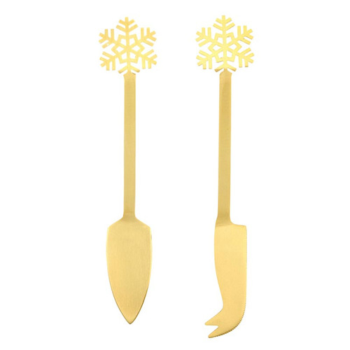 Gold Snowflake Cheese Knives - Set of 2