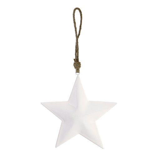 White Enamel Star Ornament - 8" 