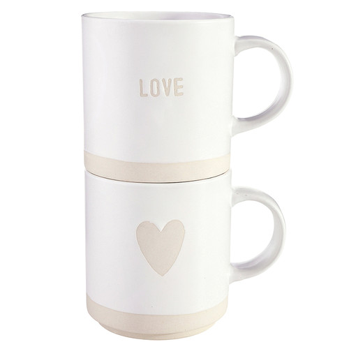 Face to Face Stackable Mugs - Love/Heart - Set of 2