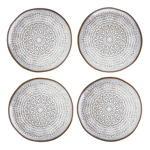 Coastal Stamped Appetizer Plates - Set of 4