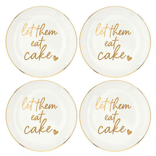 Ceramic Dessert Plates - Let Them Eat Cake - Set of 4