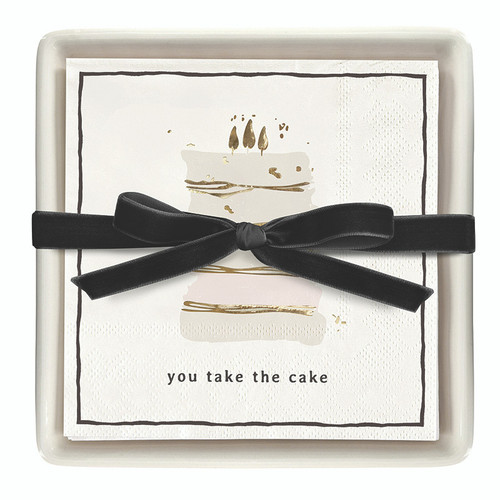 Ceramic Guest Napkin Tray + Napkins - You Take the Cake