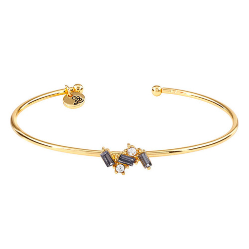 Crystal Bangle - Silver Shadow Cluster