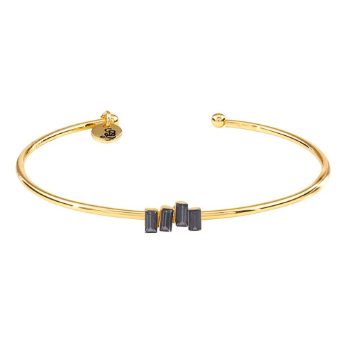 Crystal Bangle - Silver Shadow Bar