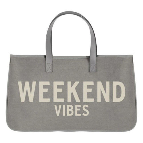 Grey Canvas Tote - Weekend Vibes