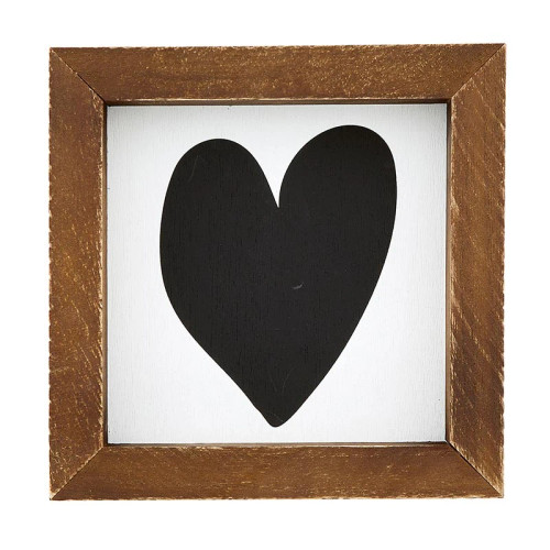 Mini Wood Sign - Black Heart