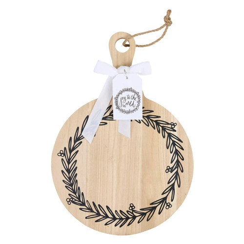 Large Round Paulownia Wood Board - Wreath