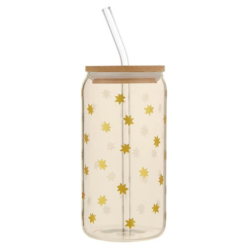 16oz Glass Tumbler - Snowflake Stars