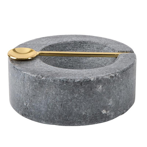Gray Marble Pinch Pot with Spoon