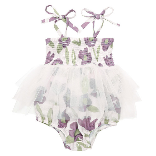 Tutu Bubble Romper - Purple Floral