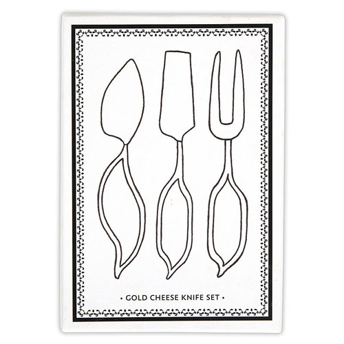 Leaf-Shaped Handle Cheese Knives - Gold