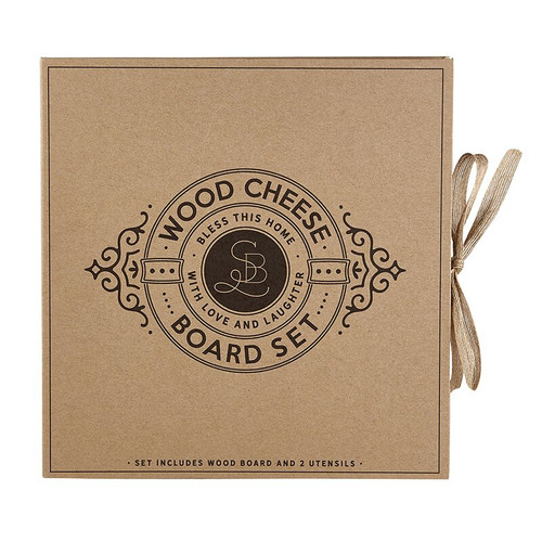 Cardboard Wood Paddle Cheese Board Set - Bless this Home