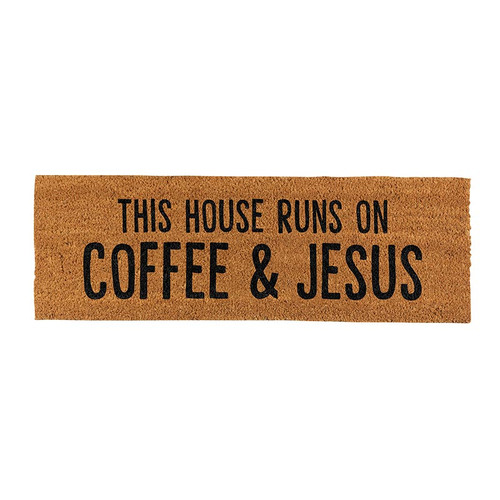 Doormat - This House Runs on Coffee & Jesus