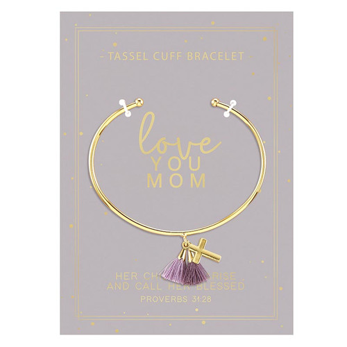 Love You Mom Tassel Cuff Bracelet