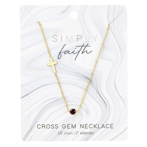 Cross Necklace - Amethyst