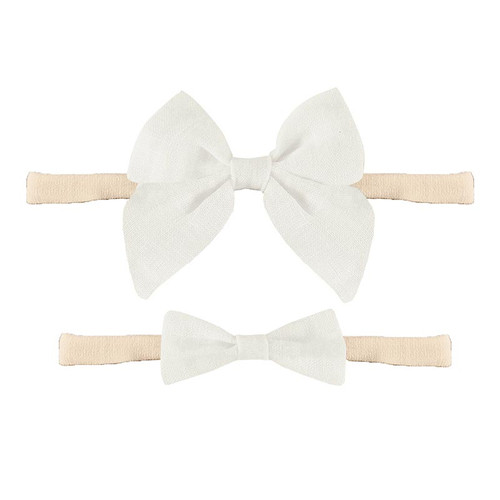 White Bow Headband Set