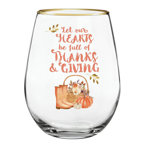 Stemless Wine Glass - Give Thanks