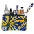 Pom Pouch - Sunshine/Navy Tie Dye