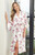 Long Ruffled Satin Robe - Ivory + Hot Pink Bows