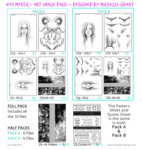 "MYSTIC" Art Image Pack designed by Michelle Grant 
FULL COLLECTION PACK (10 files)
PACK A  & Pack B (6 files) "MYSTIC" Art Image Pack designed by Michelle Grant 
FULL COLLECTION PACK (10 files)
PACK A  & Pack B (6 files)