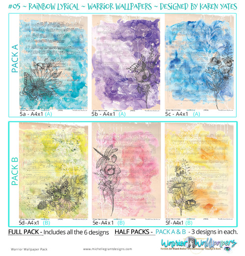 RAINBOW LYRICAL ~ Warrior Wallpapers ~ By Karen Yates
Full pack = x8 - 300 - res files
1/2 packs = x5 -300 - res files (Pack A & Pack B) RAINBOW LYRICAL ~ Warrior Wallpapers ~ By Karen Yates
Full pack = x8 - 300 - res files
1/2 packs = x5 -300 - res files (Pack A & Pack B)