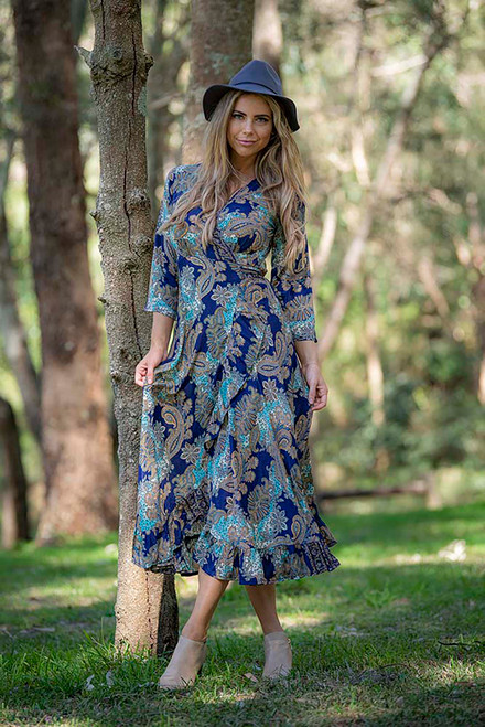 Mahala Wrap Dress - Blue
