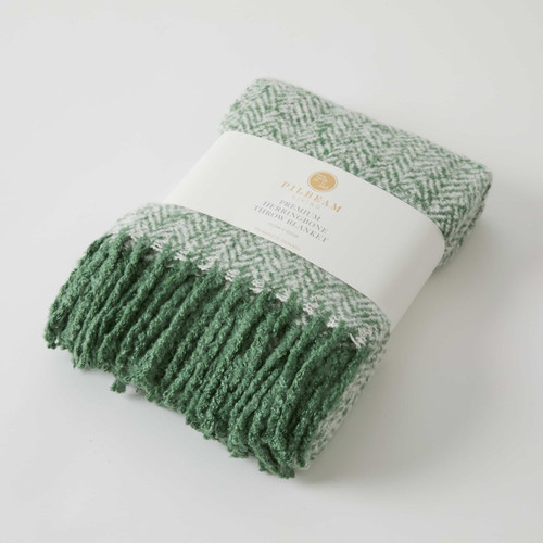 Herringbone Throw - Forest Green