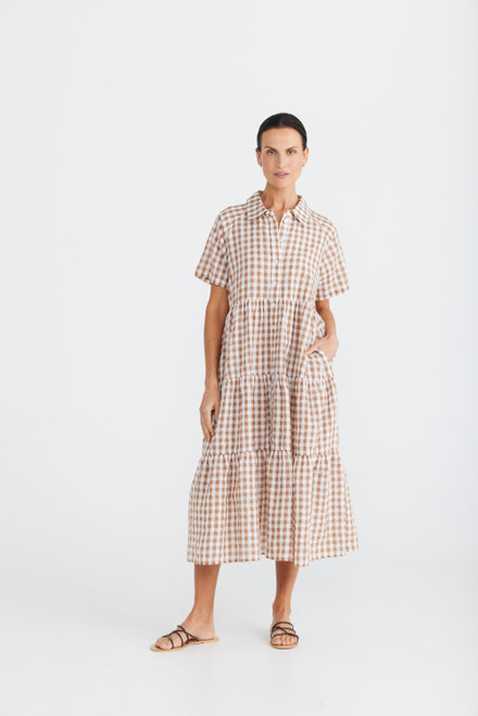 Rosa Dress - Toffee Gingham