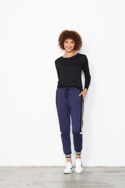 Tracksuit Pant Glitter Trim - Navy