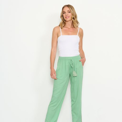 Embroidered Side Trim Pant - Mint