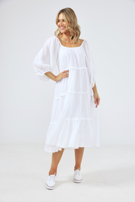 Grenadine Dress - White Linen Slub